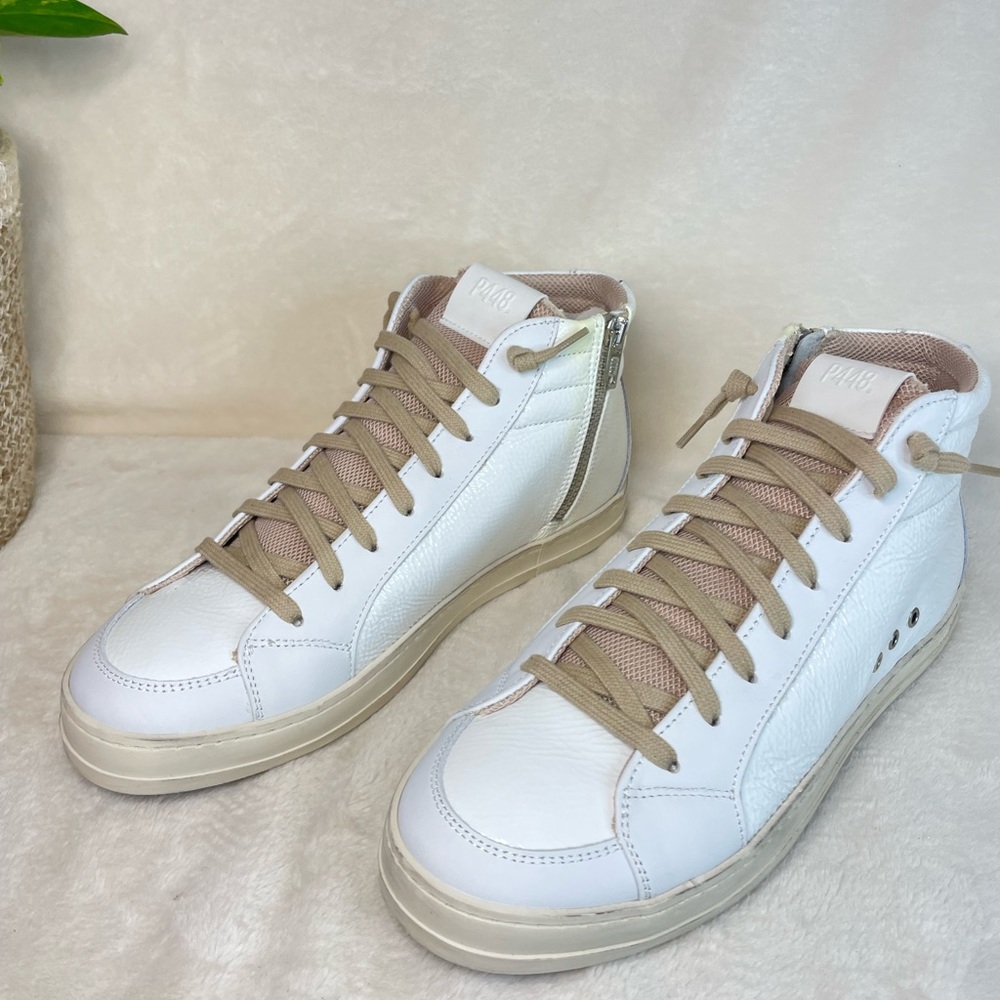 P448 Skate Mid Top Medusa Sneakers Distressed Side Zippers EU 41 (10.5-11) E 543 - Picture 8 of 14